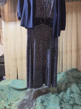 Perceptions Navy and White Polka Dot Maxi Skirt